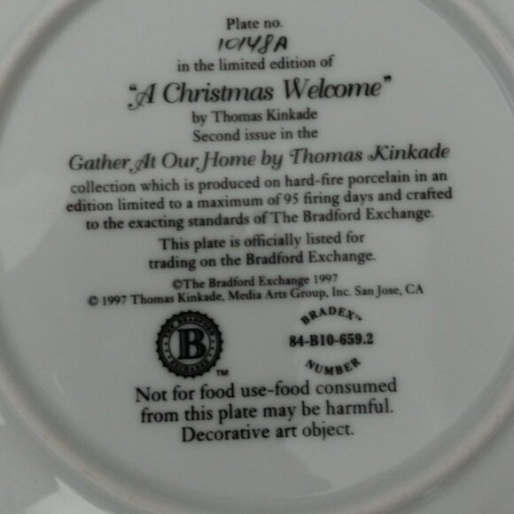 Thomas Kinkade A CHRISTMAS WELCOME Plate Gather At Our HomeW/ COA 1997 vintage - Picture 5 of 5